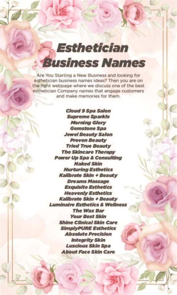 411+ Esthetician Business names ideas Esthetician, Catchy beauty