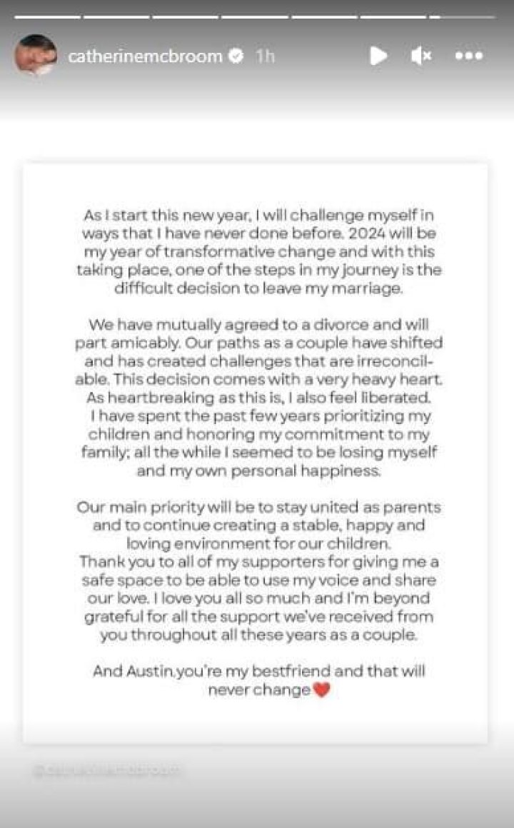 Catherine McBroom divorces Austin McBroom due to &ldquo;irreconcilable