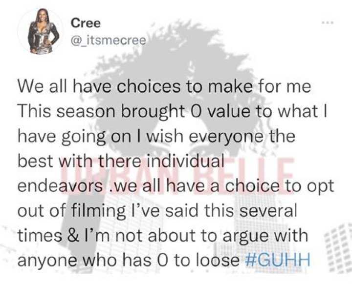 Cree Campbell Discusses Why She Hasn't Really Been on GUHH Since