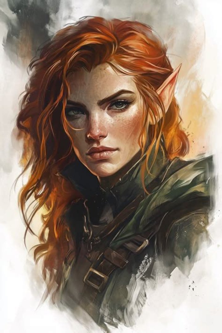 Female druid ranger redhair orangehair facepaint tattoo lightarmour