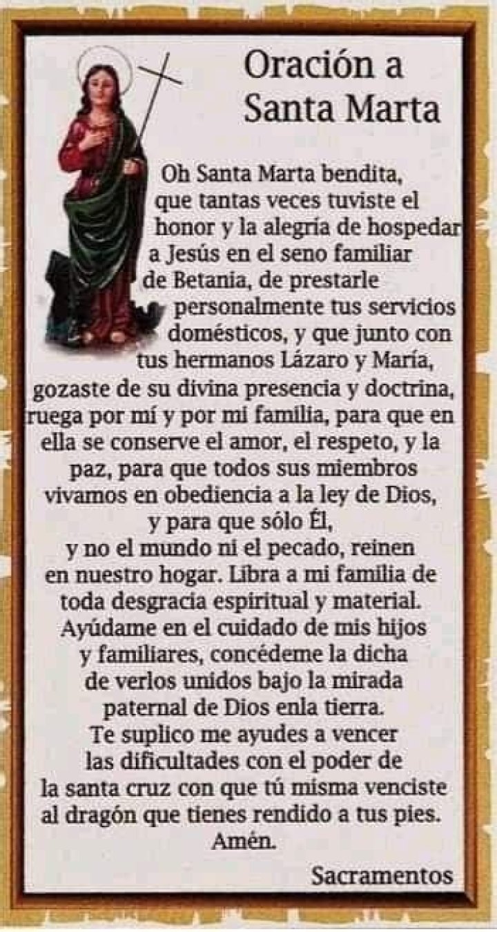 Oraci&oacute;n a la Santa Marta dominadora para dominar al marido o novio
