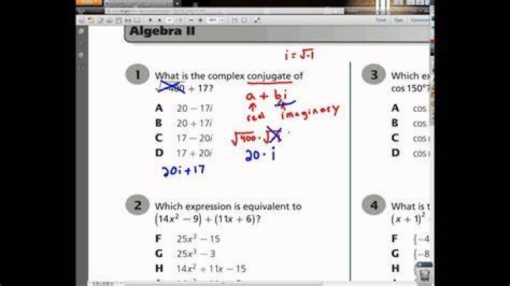***Question 1 Tennessee Algebra 2 EOC Practice Test YouTube