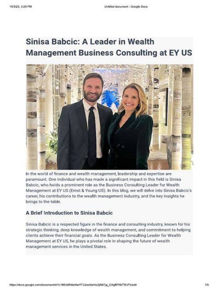 Sinisa Babcic Net Worth, Career, Personal and Early Life