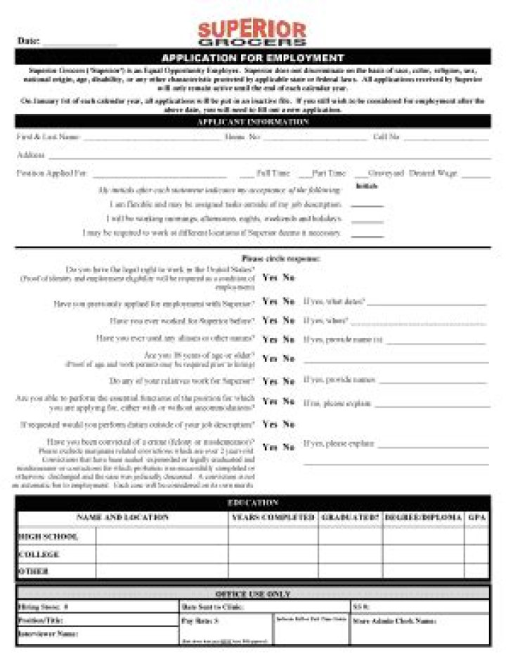 the superior grocers application